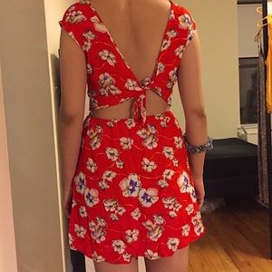 Forever 21 bare back high waisted floral dress small